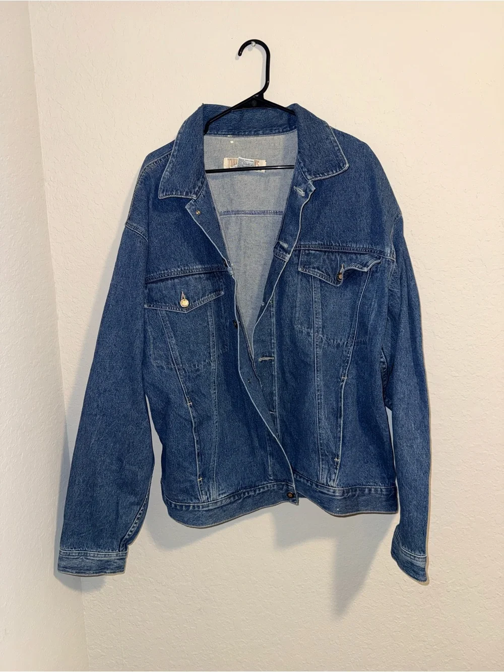 Vintage Today’s News Denim Jacket Women’s 2XL Oversized Blue Jean Trucker Jacket